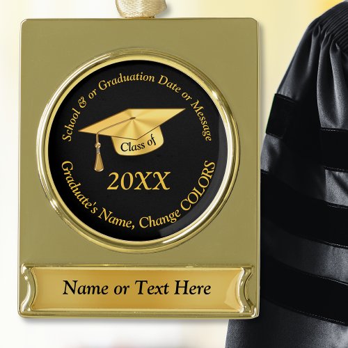 Black and Gold Personalized Graduation Ornaments