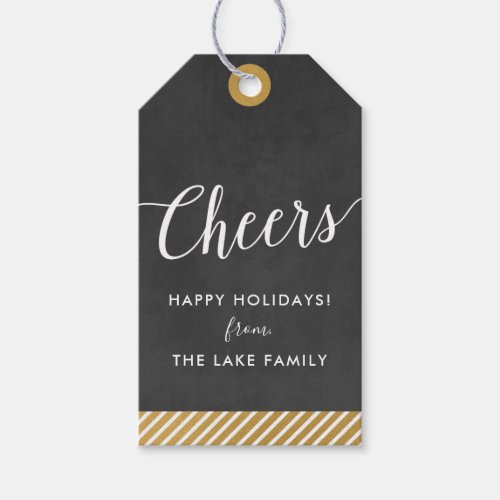 Black and Gold Personalized Holiday Wine Gift Tag