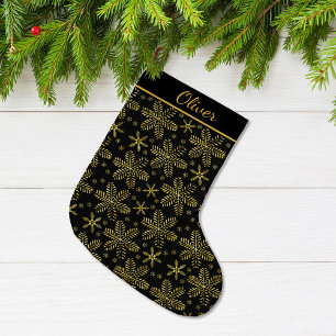 Black and Gold Personalized Large Christmas Stocking
