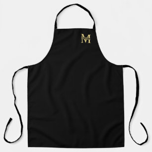Black and Gold Personalized Monogram and Name Apron