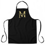 Black and Gold Personalized Monogram and Name Apron
