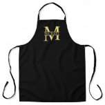 Black and Gold Personalized Monogram and Name Apron Black and Gold Personalized Monogram and Name Apron