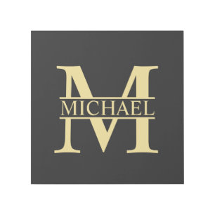 Black and Gold Personalized Monogram and Name Gallery Wrap