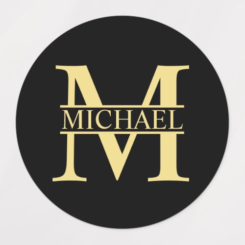 Black and Gold Personalized Monogram and Name Labels