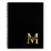 Black and Gold Personalized Monogram and Name Notebook Black and Gold Personalized Monogram and Name Notebook