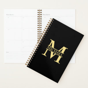 Black and Gold Personalized Monogram and Name Planner