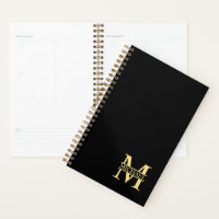 Black and Gold Personalized Monogram and Name Planner