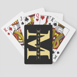 Black and Gold Personalized Monogram and Name Play Poker Cards