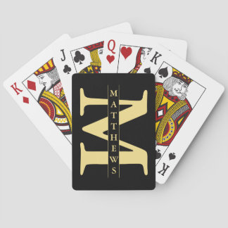 Black and Gold Personalized Monogram and Name Play Poker Cards