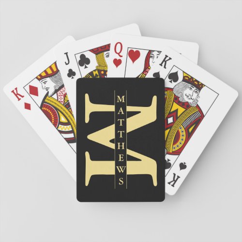 Black and Gold Personalized Monogram and Name Play Poker Cards