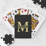 Black And Gold Personalized Monogram And Name Playing Cards at Zazzle