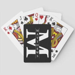 Black and Gold Personalized Monogram and Name Poker Cards