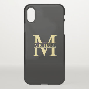 Black and Gold Personalized Monogram and Name iPhone X Case
