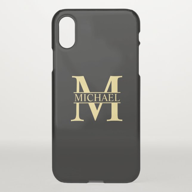 Black and Gold Personalized Monogram and Name Uncommon iPhone Case (Back)