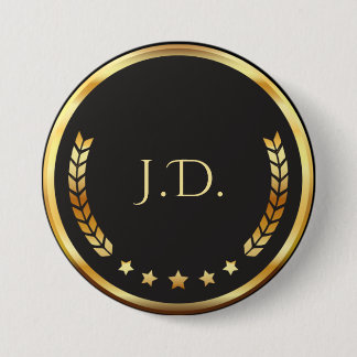 Black and Gold personalized monogram  Button