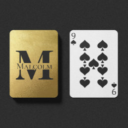 Black and Gold Personalized Monogram Custom Name Playing Cards