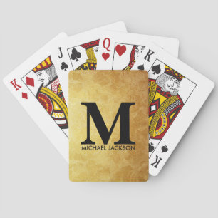 Black and Gold Personalized Monogram Custom Name  Poker Cards