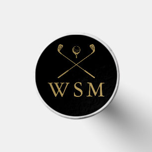Black And Gold Personalized Monogram Golf Clubs Tees