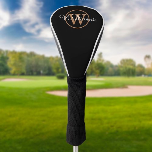 Black And Gold Personalized Monogram Golf Head Cover