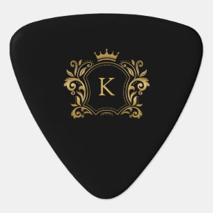 Black and Gold Personalized Monogram Guitar Pick