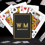 Black And Gold Personalized Monogram &amp; Name Custom Playing Cards at Zazzle