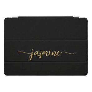 Black And Gold Personalized Monogram Name Script iPad Pro Cover