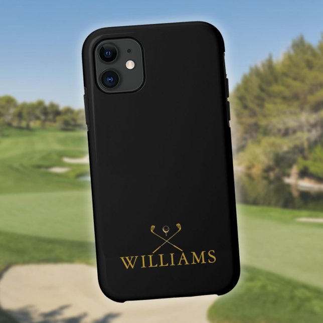 Black And Gold Personalized Name Golf Clubs Case-Mate iPhone Case (Black And Gold Personalized Name Golf Clubs Case-Mate iPhone Case)