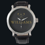 Black And Gold Personalized Name Golf Clubs Watch<br><div class="desc">Personalize the name in classic typography to create a unique golf gift and keepsake for any golfer. Designed by Thisisnotme©</div>