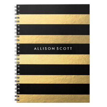Black And Gold Personalized Notebook by coffeecatdesigns at Zazzle