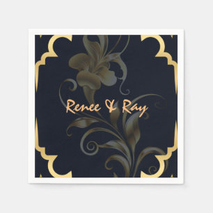 Black and Gold Personalized Paper Napkins