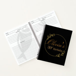 Black and Gold Personalized Recipe Notebook