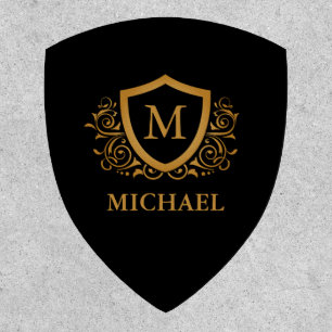Black and Gold Personalized Stylish Monogram Name Patch