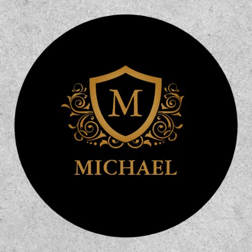 Black and Gold Personalized Stylish Monogram Name Patch