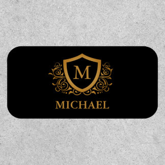 Black and Gold Personalized Stylish Monogram Name Patch