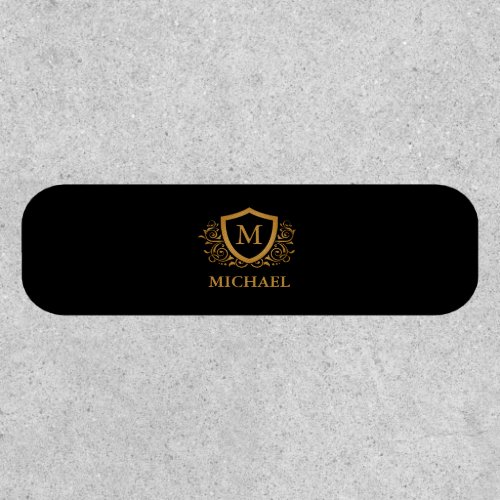 Black and Gold Personalized Stylish Monogram Name Patch