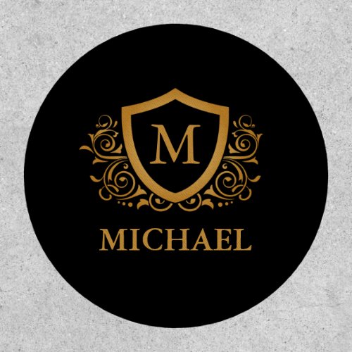 Black and Gold Personalized Stylish Monogram Name Patch