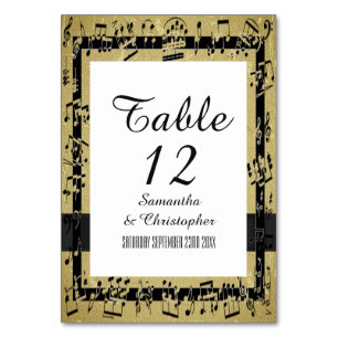 Black and gold personalized table number