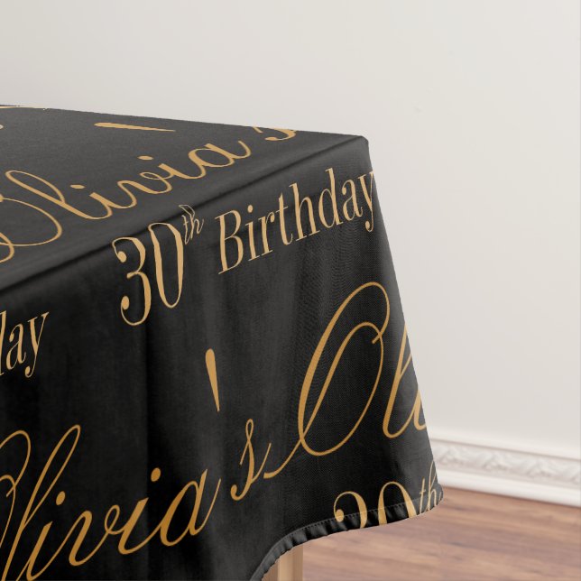 Black and Gold Personalized Tablecloth (In Situ)