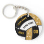Black and Gold, Personalized Volleyball Keychains