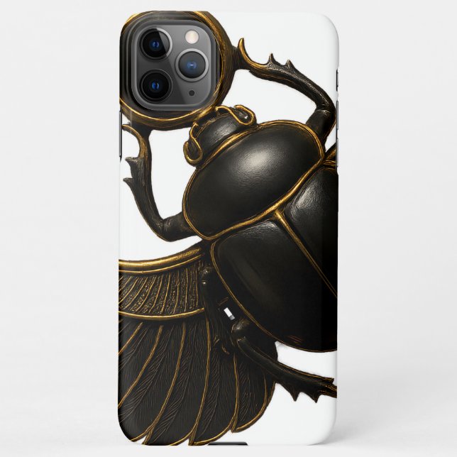 Black and Gold Pharaonic Beetle iPhone Case (Back)