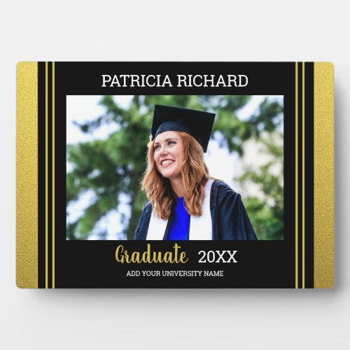 Black And Gold Photo Graduation Keepsake