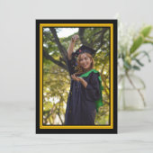 Black and Gold Photo Graduation Party Invitation (Standing Front)
