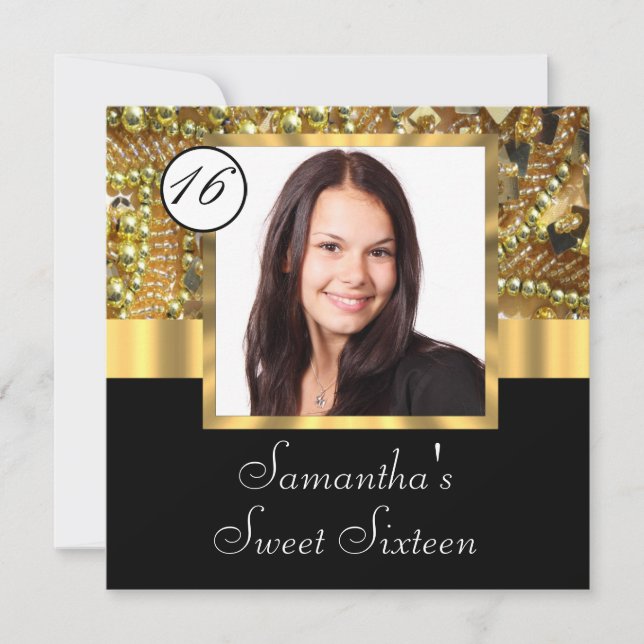 Black and gold photo template sweet sixteen (Front)
