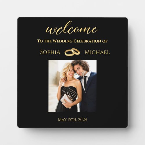 Black and Gold_Photo Wedding_Table Sign_ Plaque