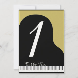 Black and Gold Piano Wedding Table Number