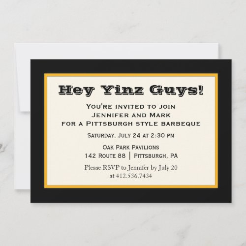 Black and Gold Pittsburgh Style Yinz Party Invitation