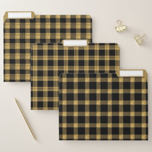 Black and Gold Plaid File Folder