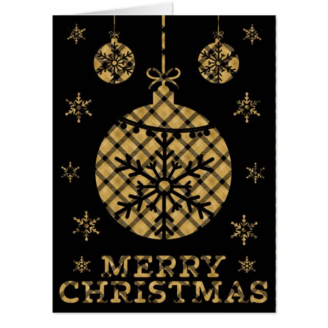 Black and Gold Plaid Giant Christmas Card (Front)