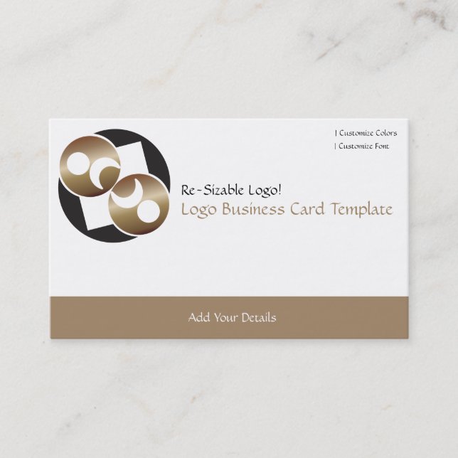 Black and Gold Planet Moon Logo Business Card (Front)