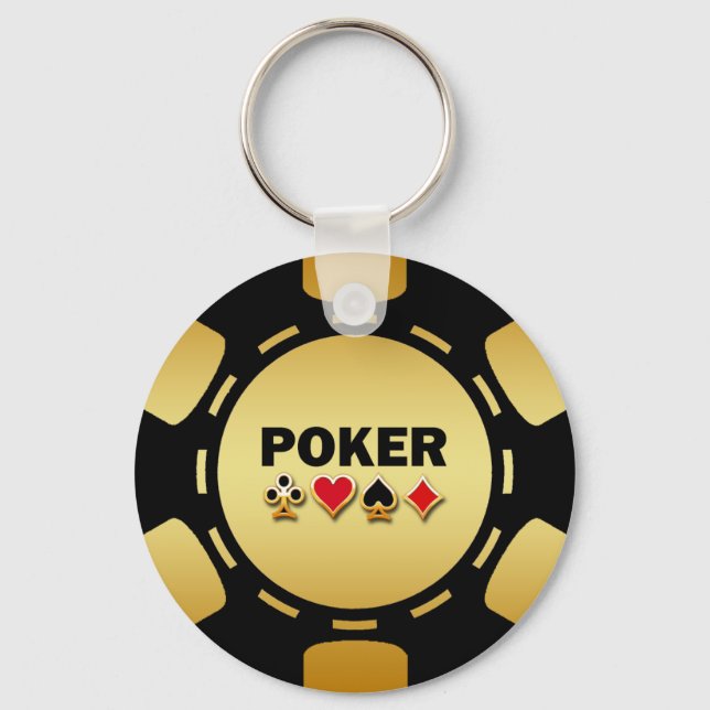 BLACK AND GOLD POKER CHIP KEYCHAIN (Front)